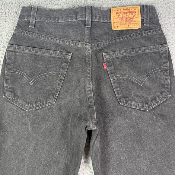 Vintage Levi’s 517 Jeans Mens 32x32 Black Faded Bootcut Western USA Made 90s - Picture 3 of 13